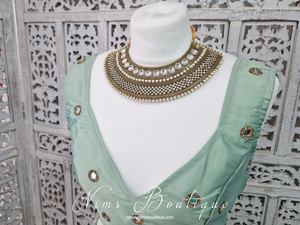 Royal Jhanvi Antique Gold & Pearl necklace