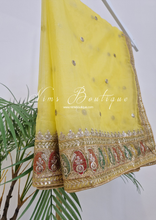 Sunidhi Yellow Multicolour Organza Dupatta/Chunni