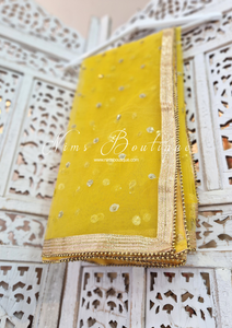 Nims Boutique NB Yellow Net Sequin Dupatta/Chunni