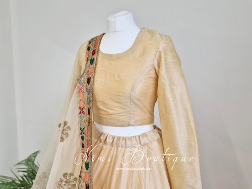 Indira Gold Blouse with long sleeves (6-20)