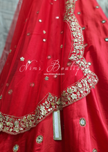 Luxury Red Net Sequin Scallop Edge Dupatta/Chunni (SE2)