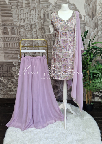 Lilac Embroidered Sharara Suit (Size 10-12)