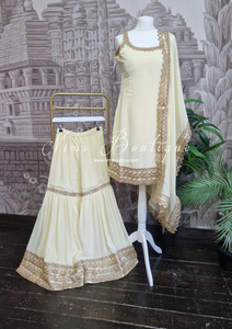 Light Lemon Gharara Suit (Size 10-12)