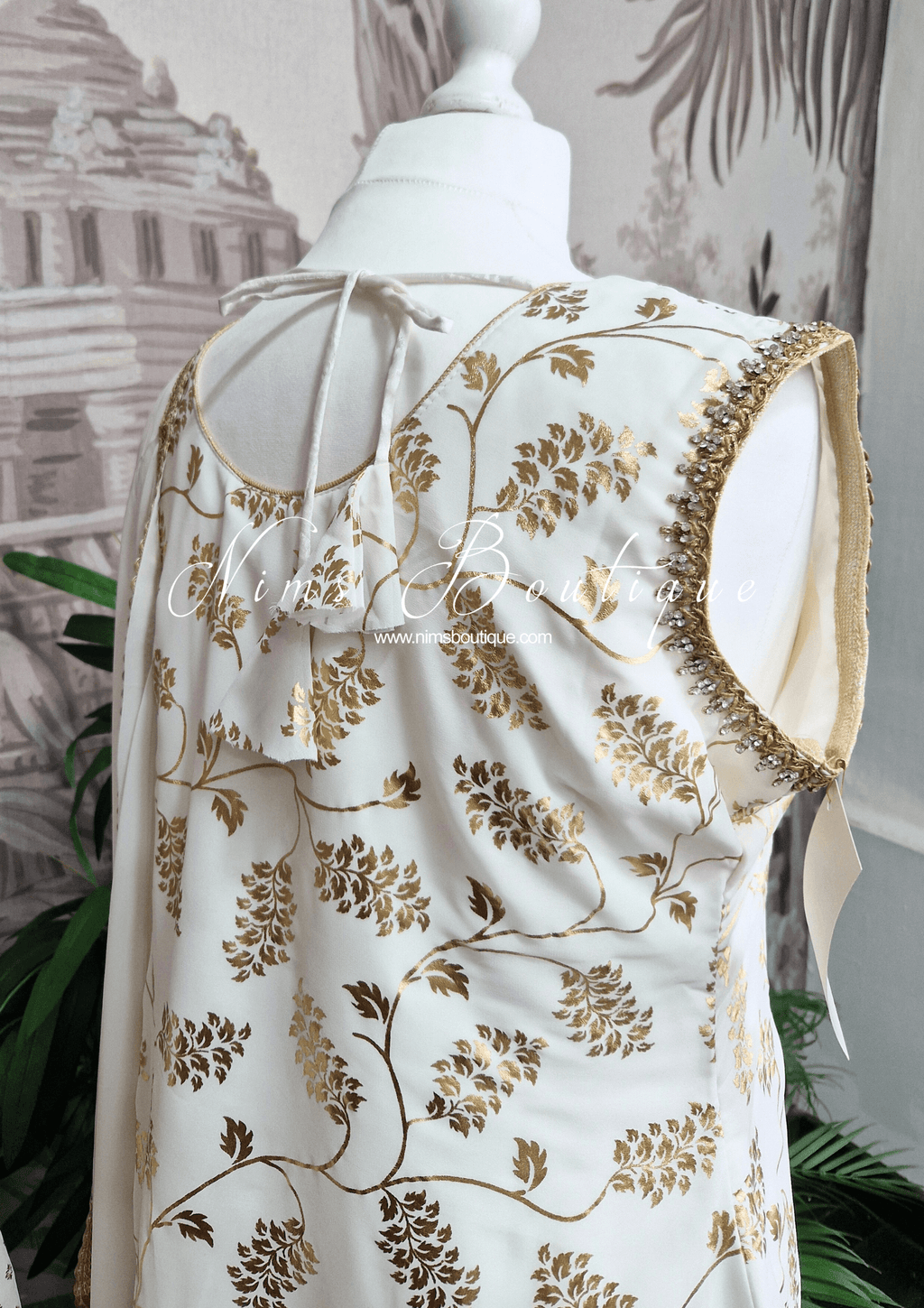 Nims Boutique White foil print sharara suit Size 16-18