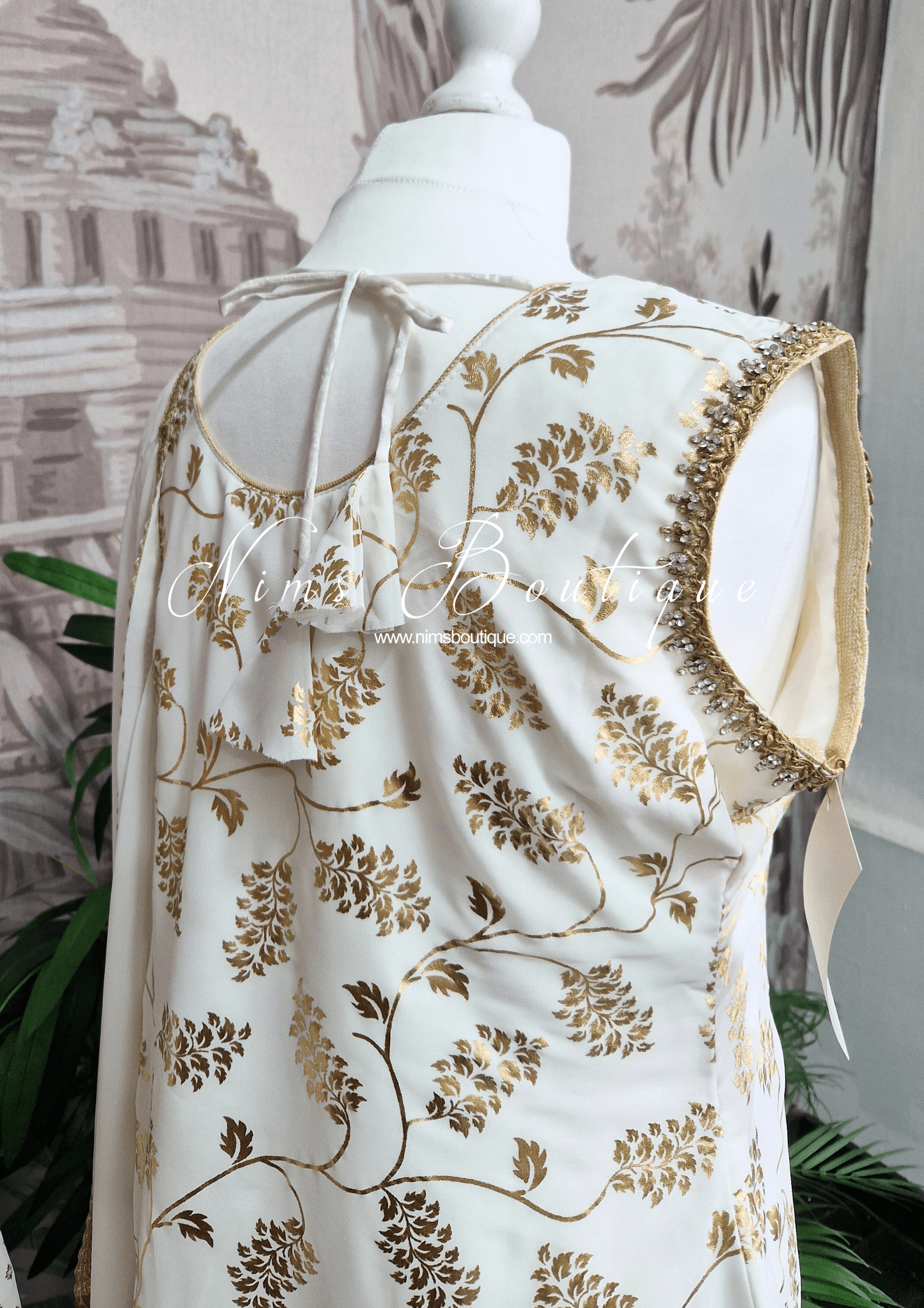 Nims Boutique White foil print sharara suit Size 16-18
