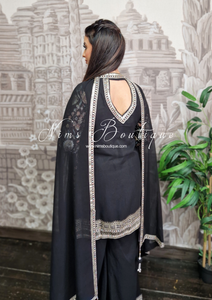 Luxury Black Embroidered Sharara Suit (10-12)