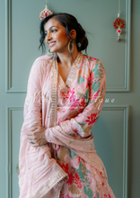 Pink Floral Chinon Sharara Suit (Size 10-12)