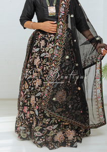 Sarika Black Multicolour Embellished Luxury Skirt (sizes 4-22)