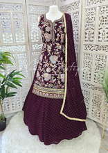 Dark Aubergine Embroidered Sharara Suit (Size 10-12)