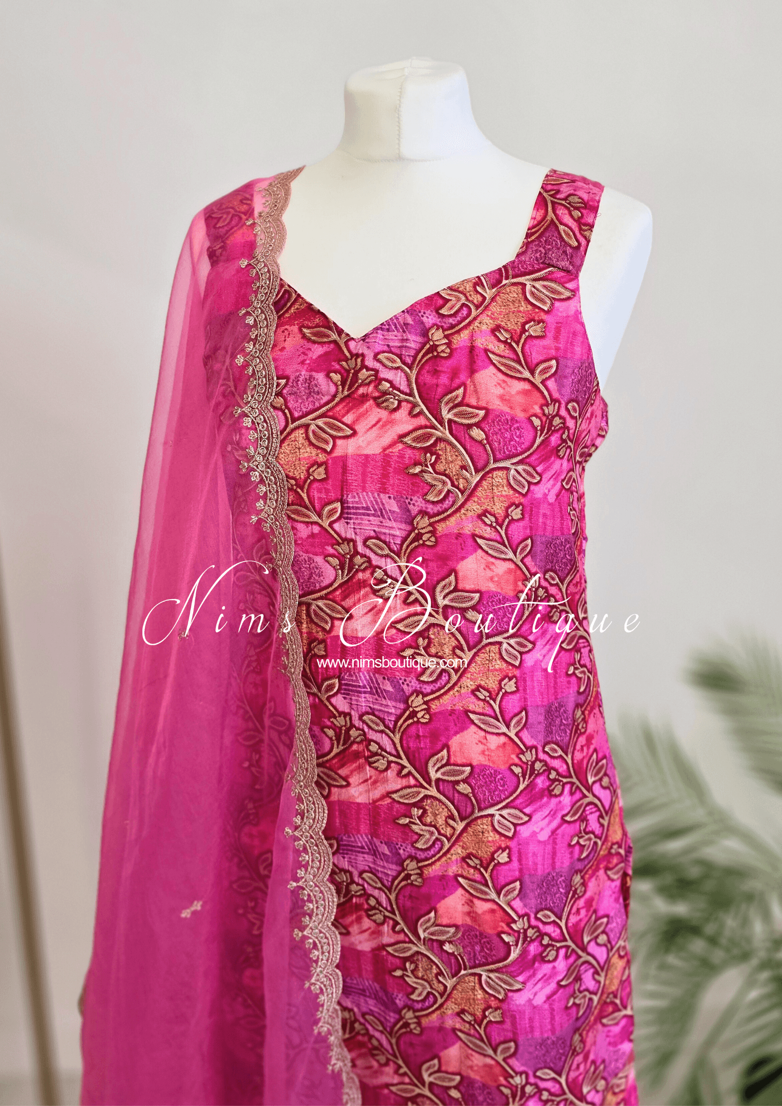 Nims Boutique Kajal Pink Printed Pajami Suit sizes 6 to 18