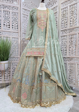 Luxury Mint Embroidered Sharara Suit (Size 12-14)