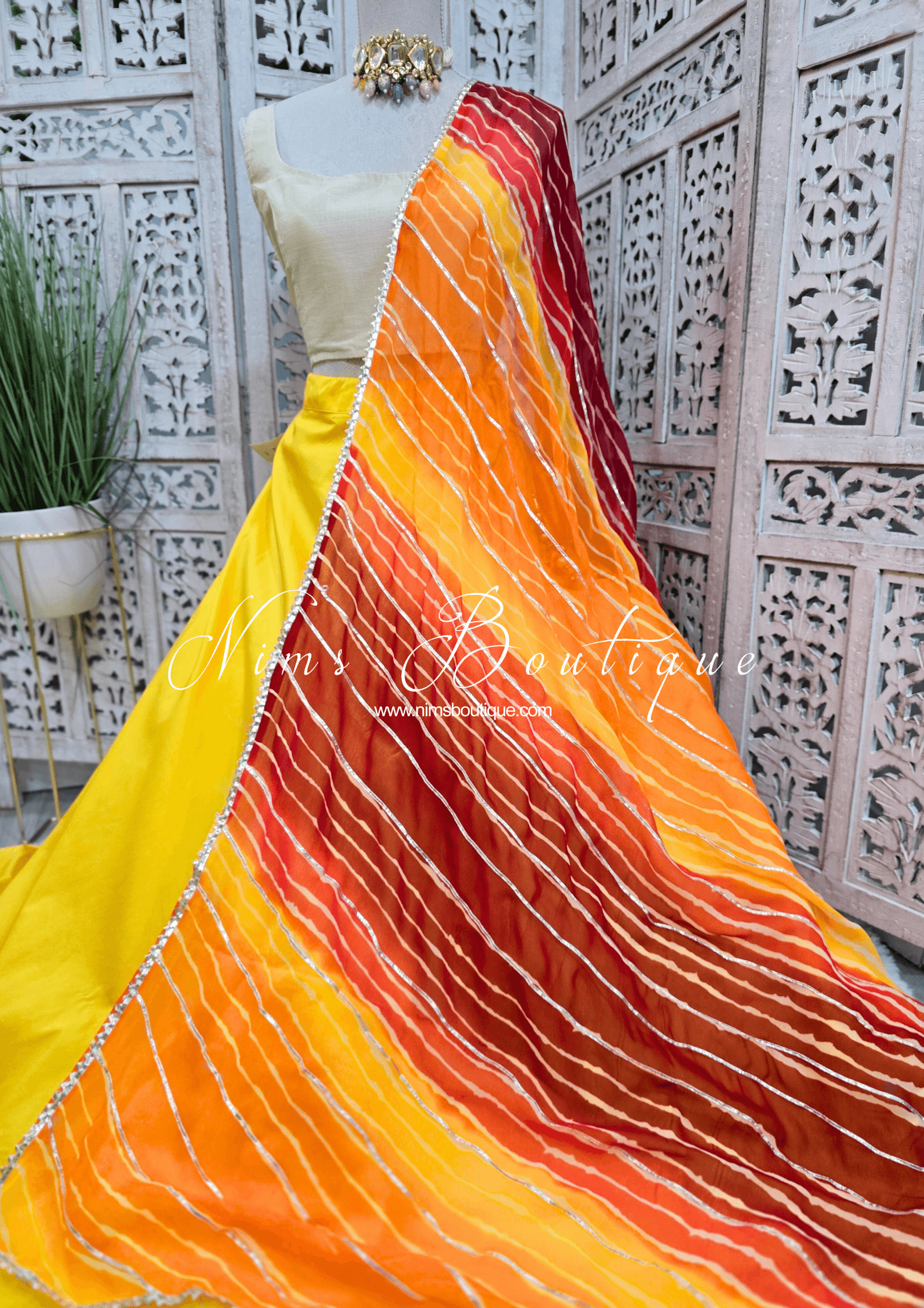 Nims Boutique Sunset Stripe Dupatta/Chunni