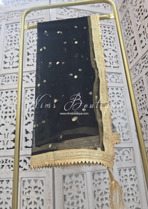 Black Net Sequin Dupatta/Chunni (Zig Zag edging)