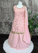 Baby Pink foil print sharara suit (Size 16-18)