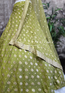 Mehndi Green Embellished Lehnga (Size 10-12)