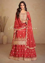 Nims Boutique Luxury Red Embroidered Lehnga Suit Size 12-14