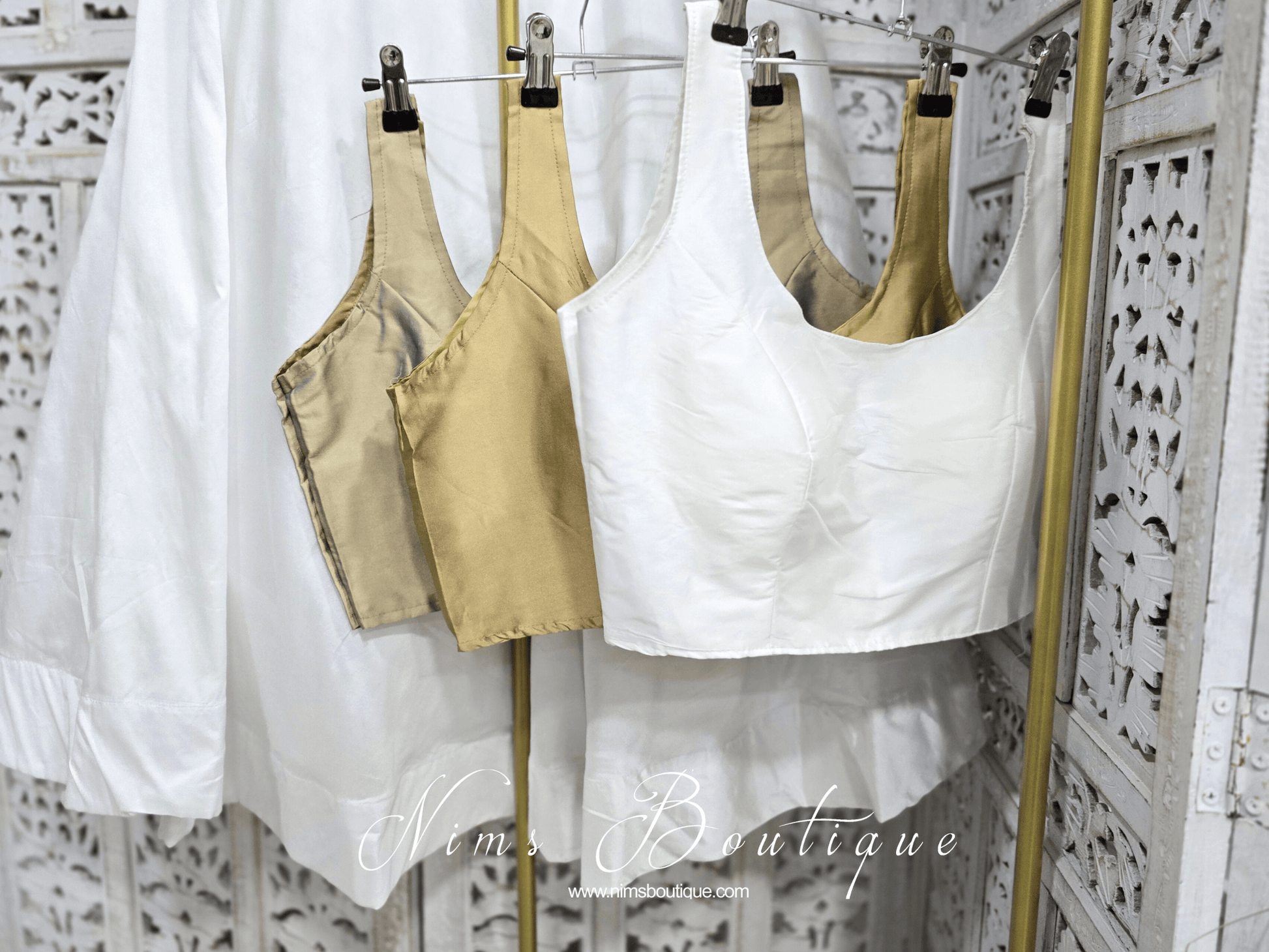 Nims Boutique The NB Light Bronze Tafetta Silk Blouse 10-14