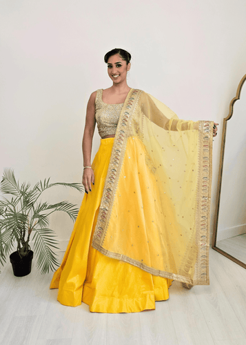 Nims Boutique Readymade Yellow Silk skirt/lehnga sizes 4-20