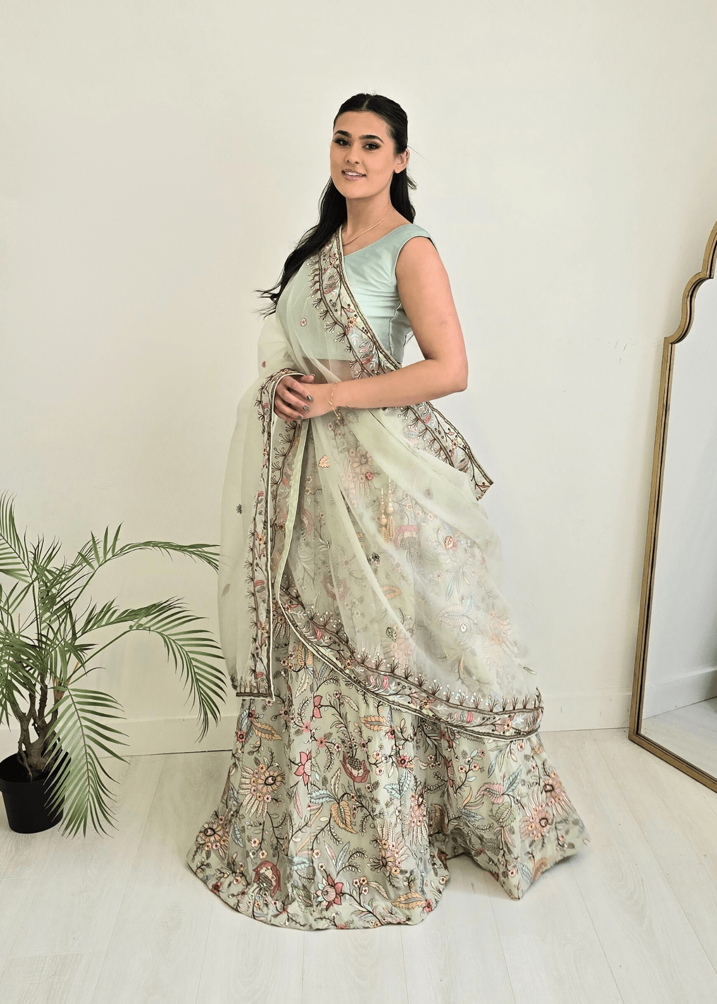 Nims Boutique Sarika Mint Multicolour Embellished Luxury Skirt sizes 4-22