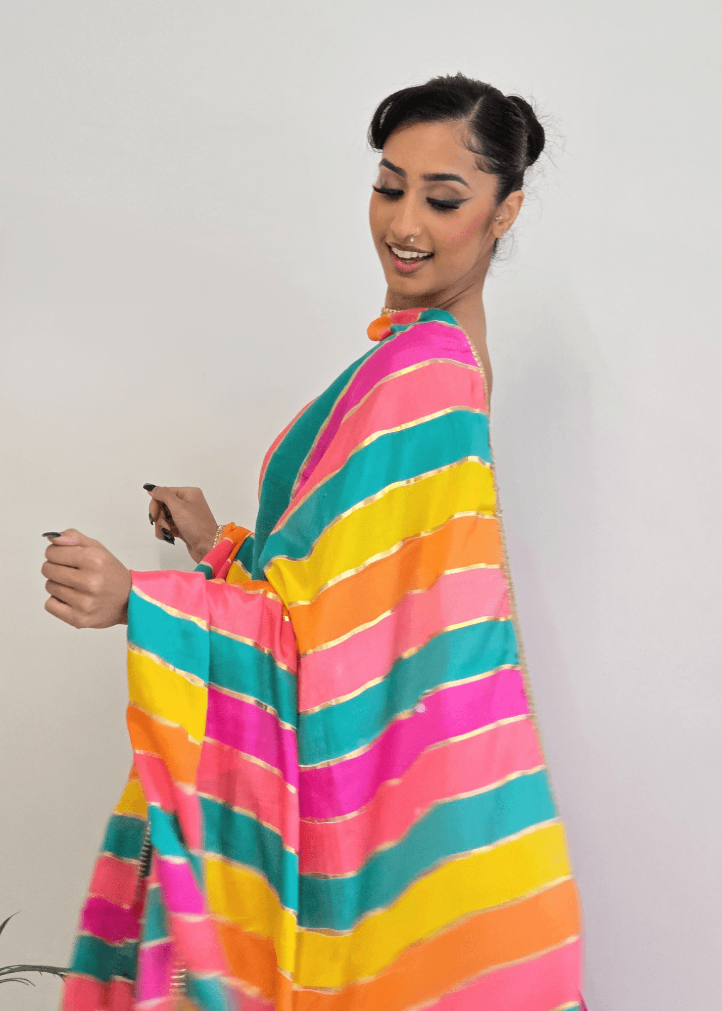 Nims Boutique Multicolour Stripe Georgette Dupatta/Chunni 3