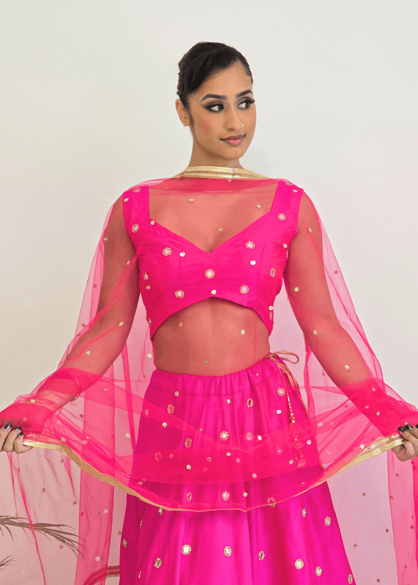 Nims Boutique Rani Luxury Hot Pink Silk Mirror Blouse size 4-16
