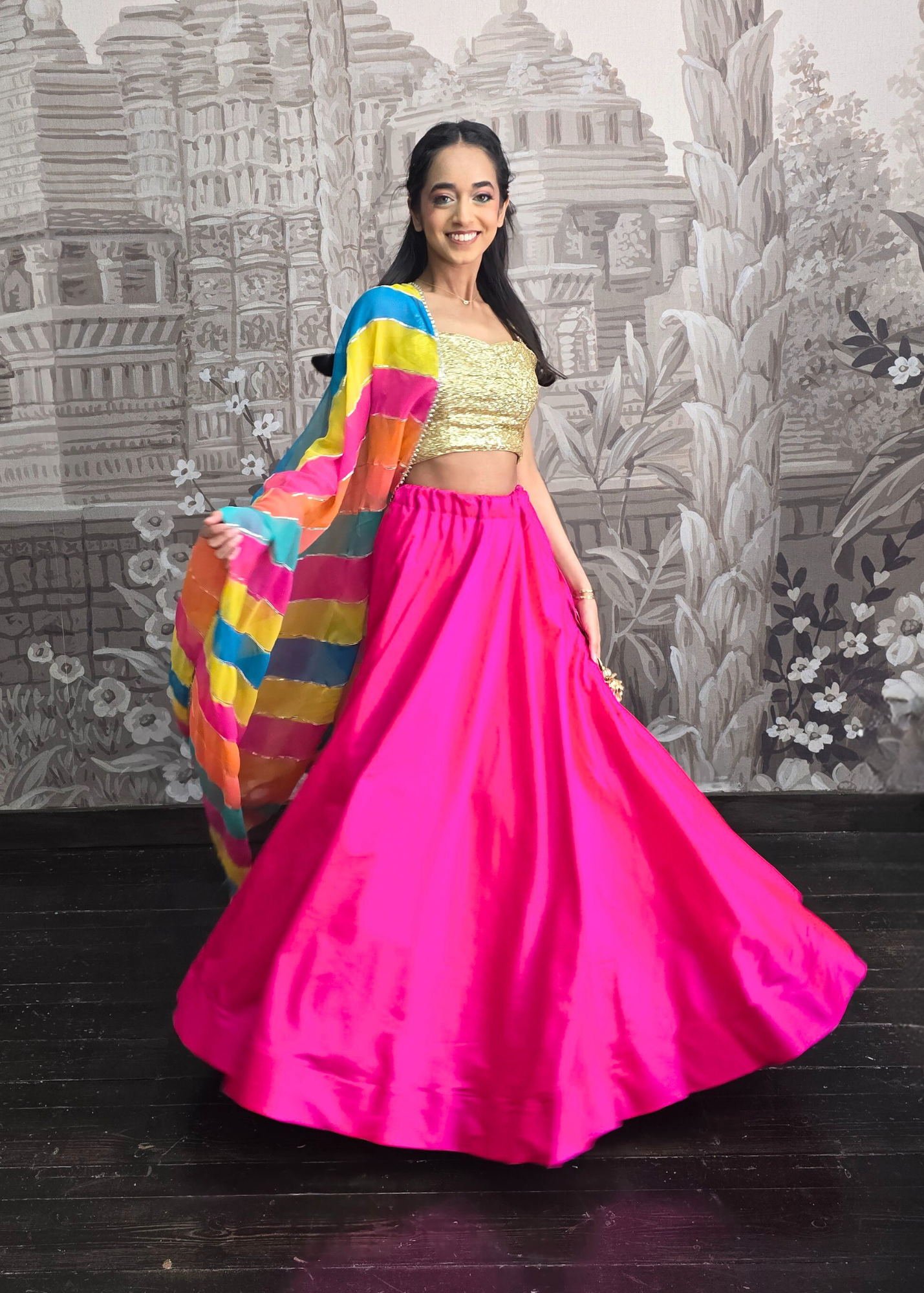 Readymade Hot Pink Silk skirt/lehnga (various sizes)