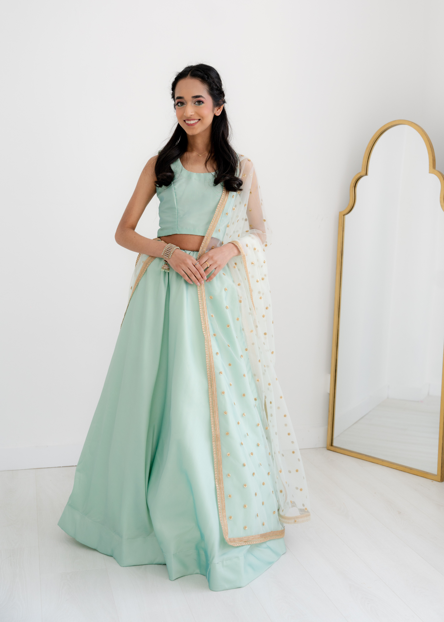 Readymade Mint Silk skirt/lehnga (sizes 4-22)