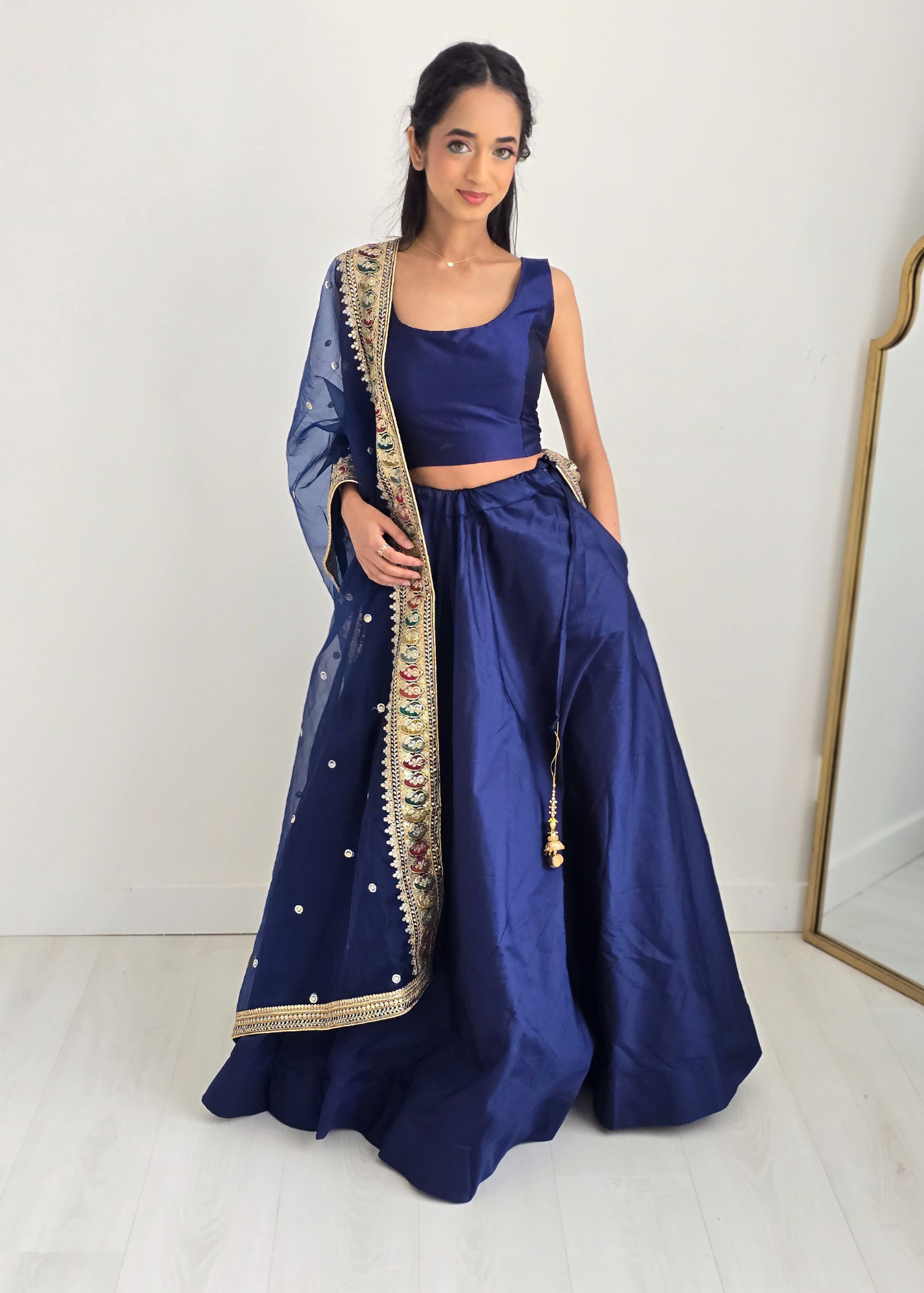 Readymade Navy Silk skirt/lehnga (sizes 4-22)