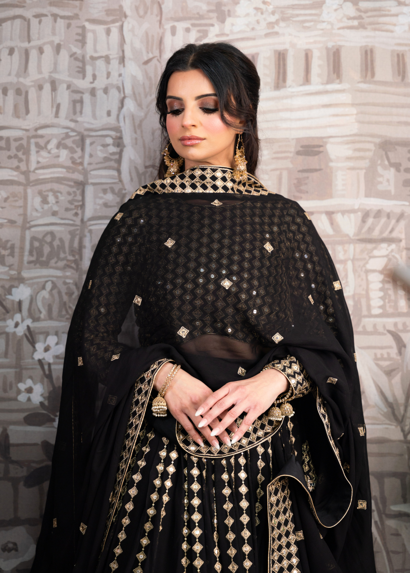 Karina Luxury Black & Gold Lehnga (sizes 6-14)