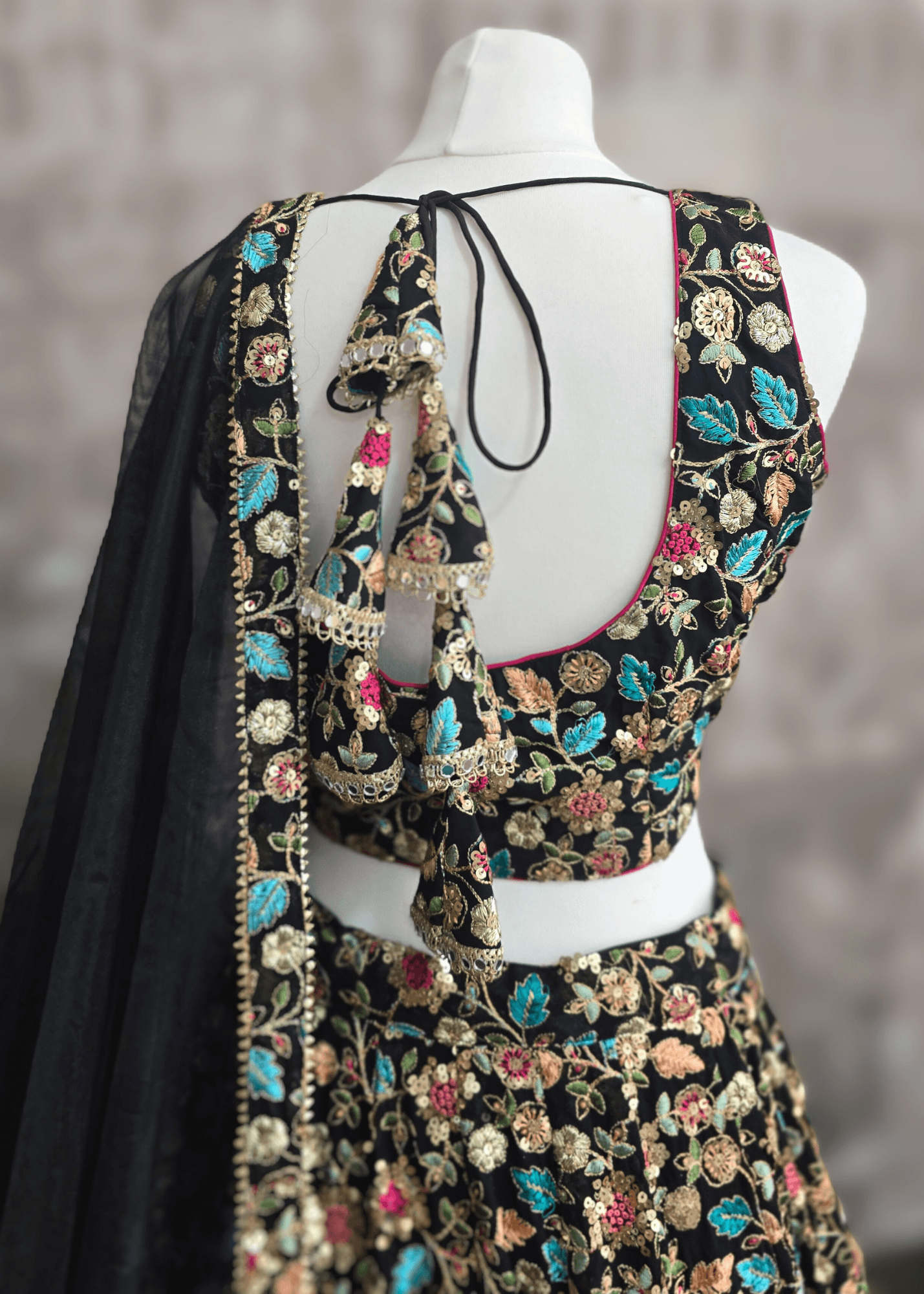 Aditi Luxury Black Multicolour Lehnga (sizes 6-16)