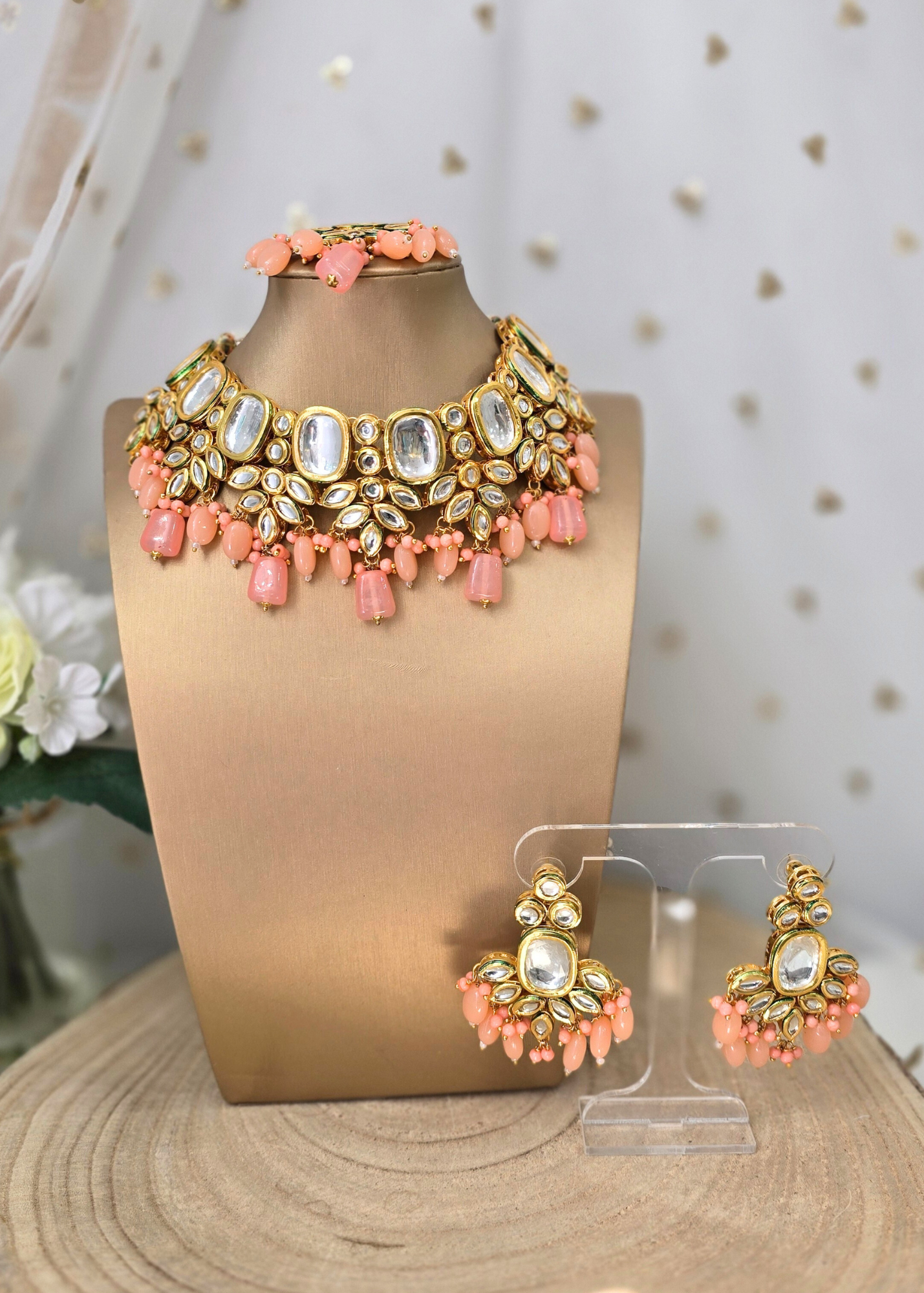 Anya Kundan & Coral Set
