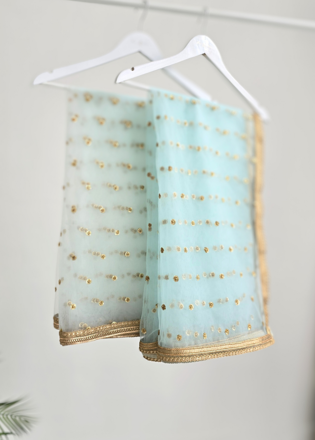 Luxury Light Blue Net Sequin Dupatta/Chunni