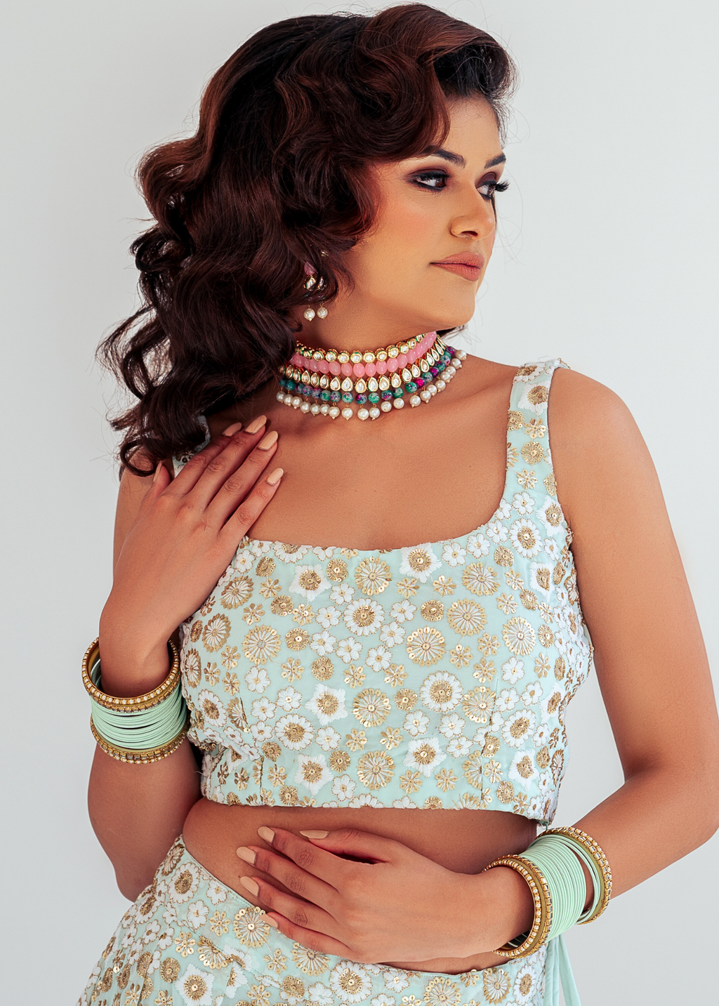 Luxury NB Mint & Ivory Sequin Bow Blouse (size 4-20)