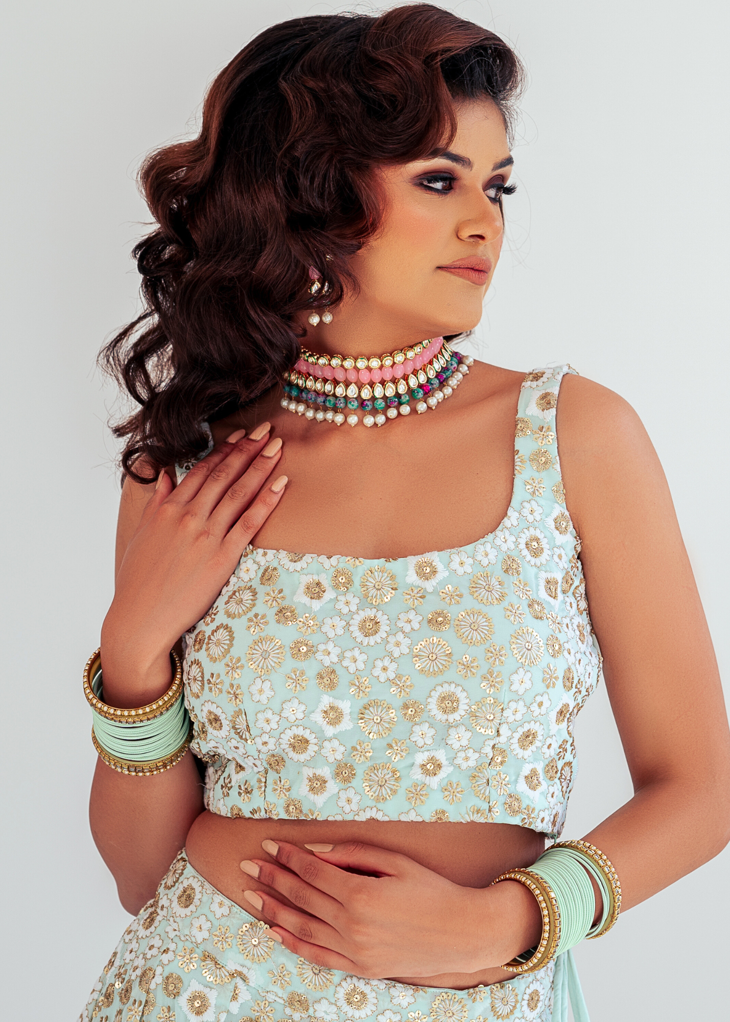 Luxury NB Mint & Ivory Sequin Bow Blouse (size 4-20)