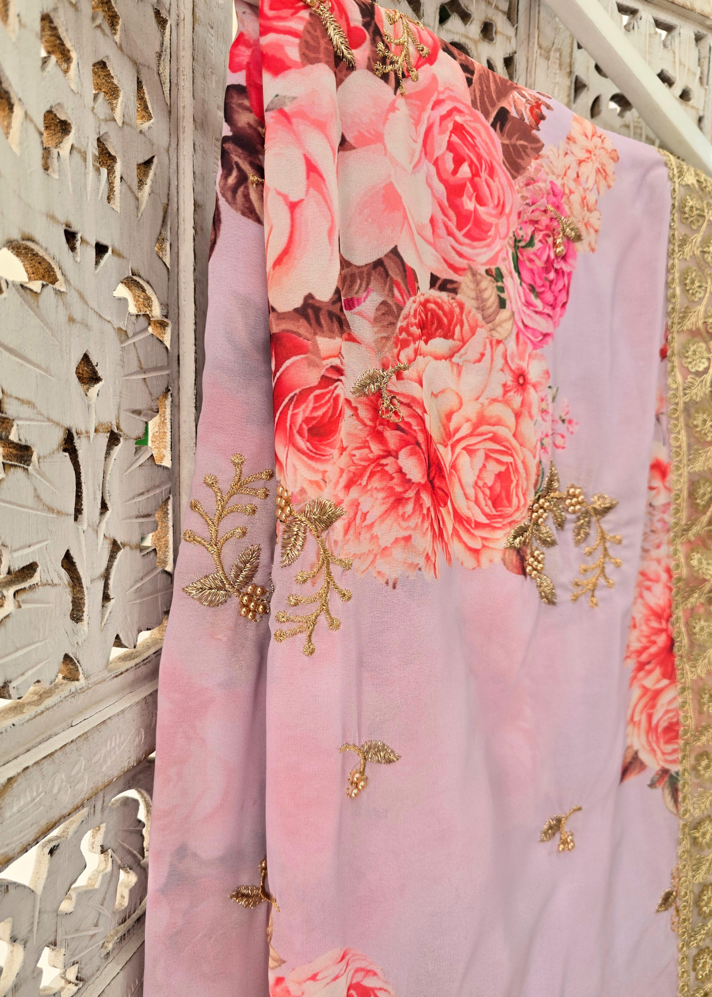 Limited Edition Lilac Floral Georgette Dupatta/Chunni