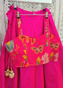Lillianna Hot Pink Floral Strap Blouse
