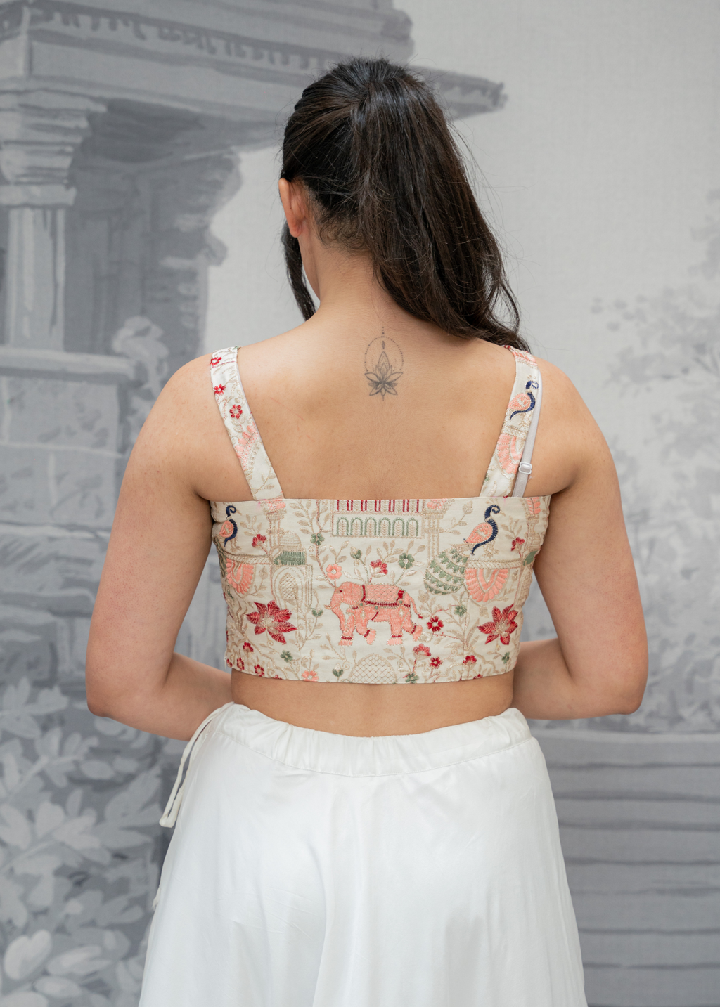Elephant Ivory Embroidered Strap Blouse (4-16)