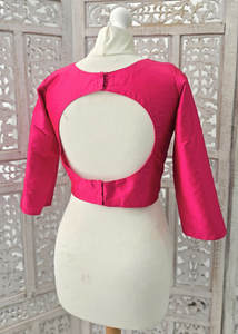 Hot Pink Silk Blouse with sleeves (4-14)