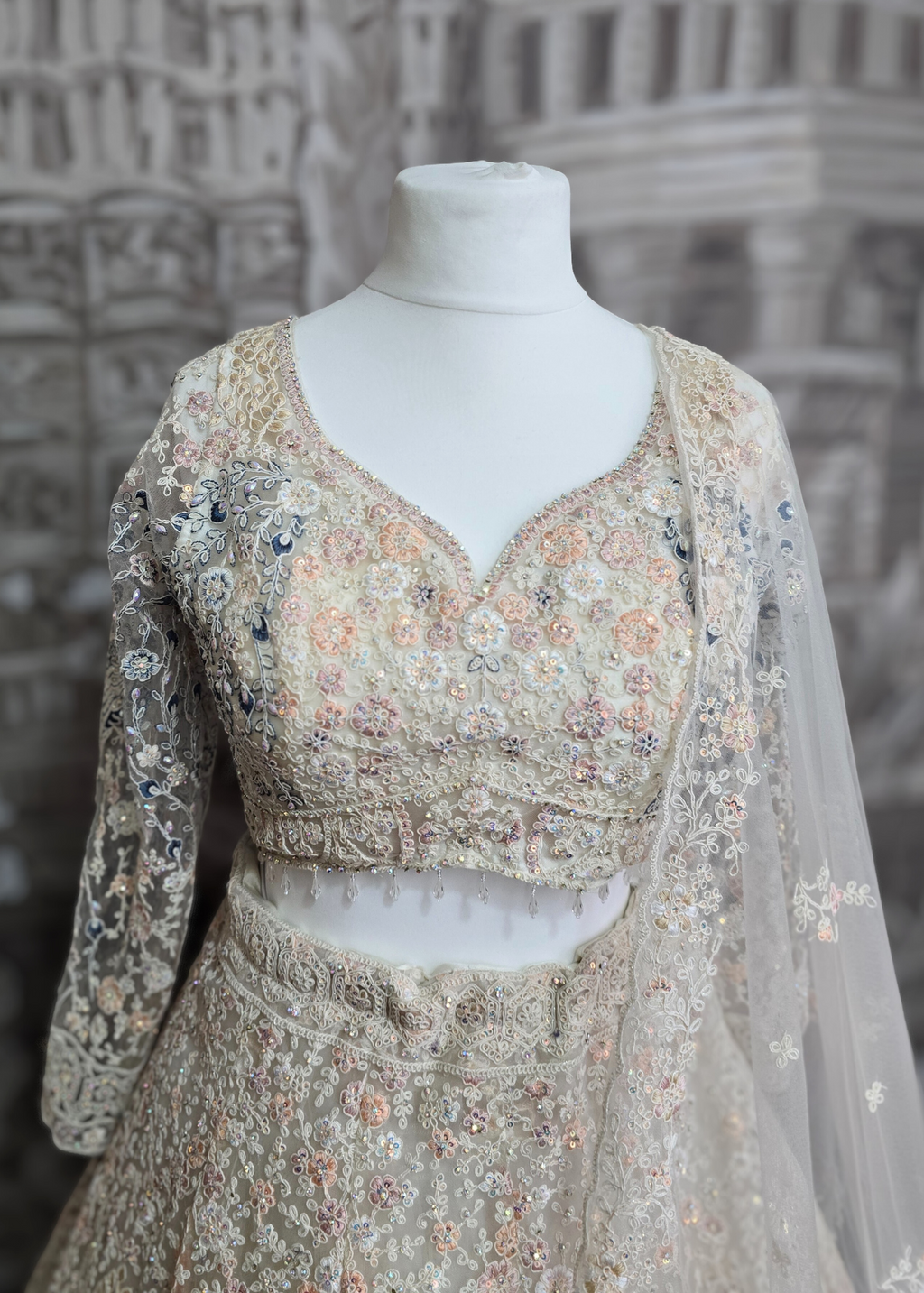 Luxury Ivory Peacock Lehenga (size 12)