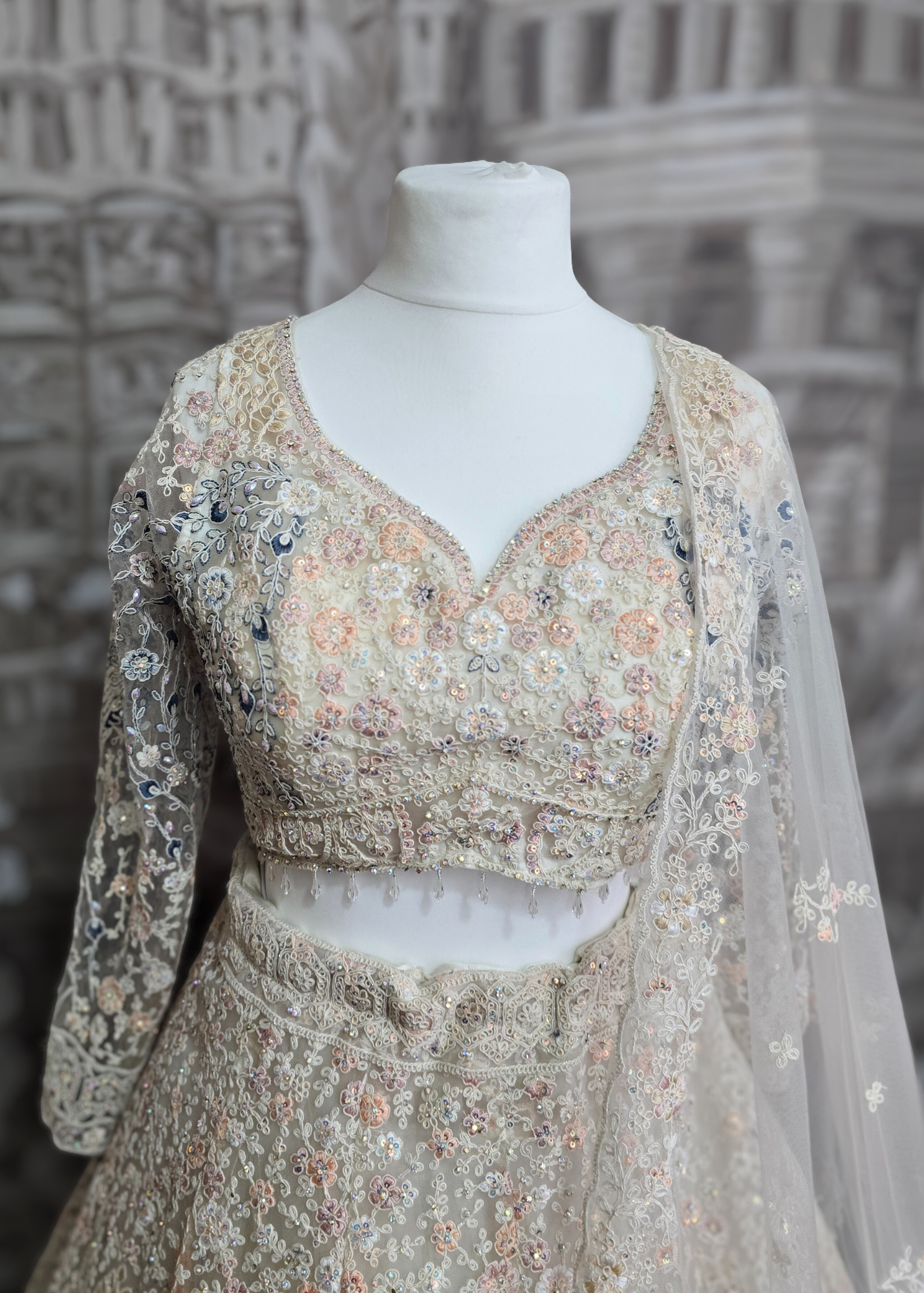 Luxury Ivory Peacock Lehenga (size 12)