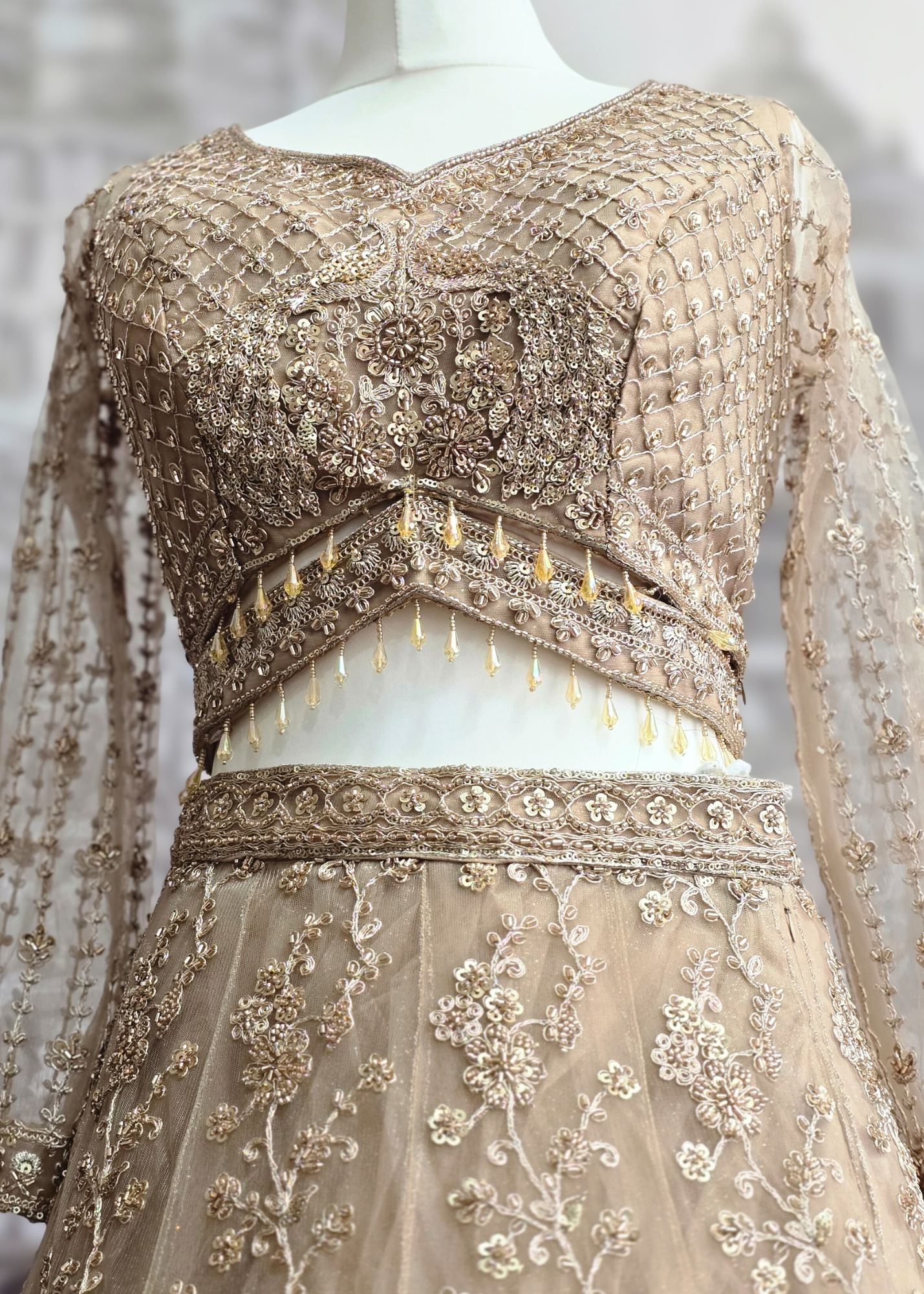 Luxury Champagne Gold Lehenga (size 12)