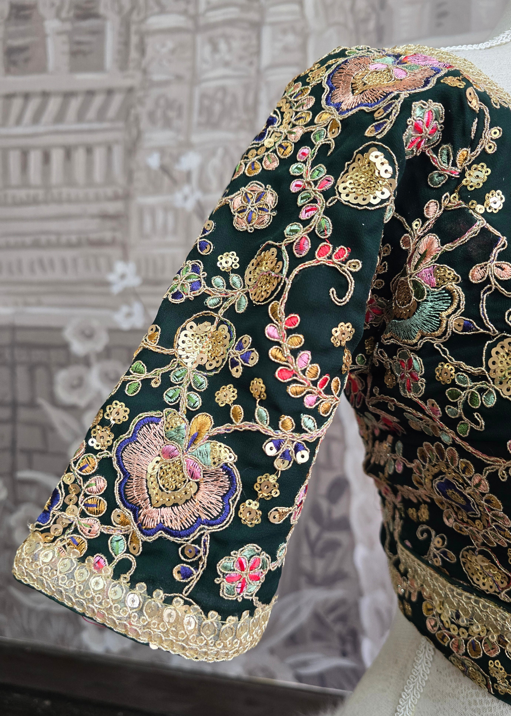 Genelia Dark Green Embroidered Blouse (10-12)