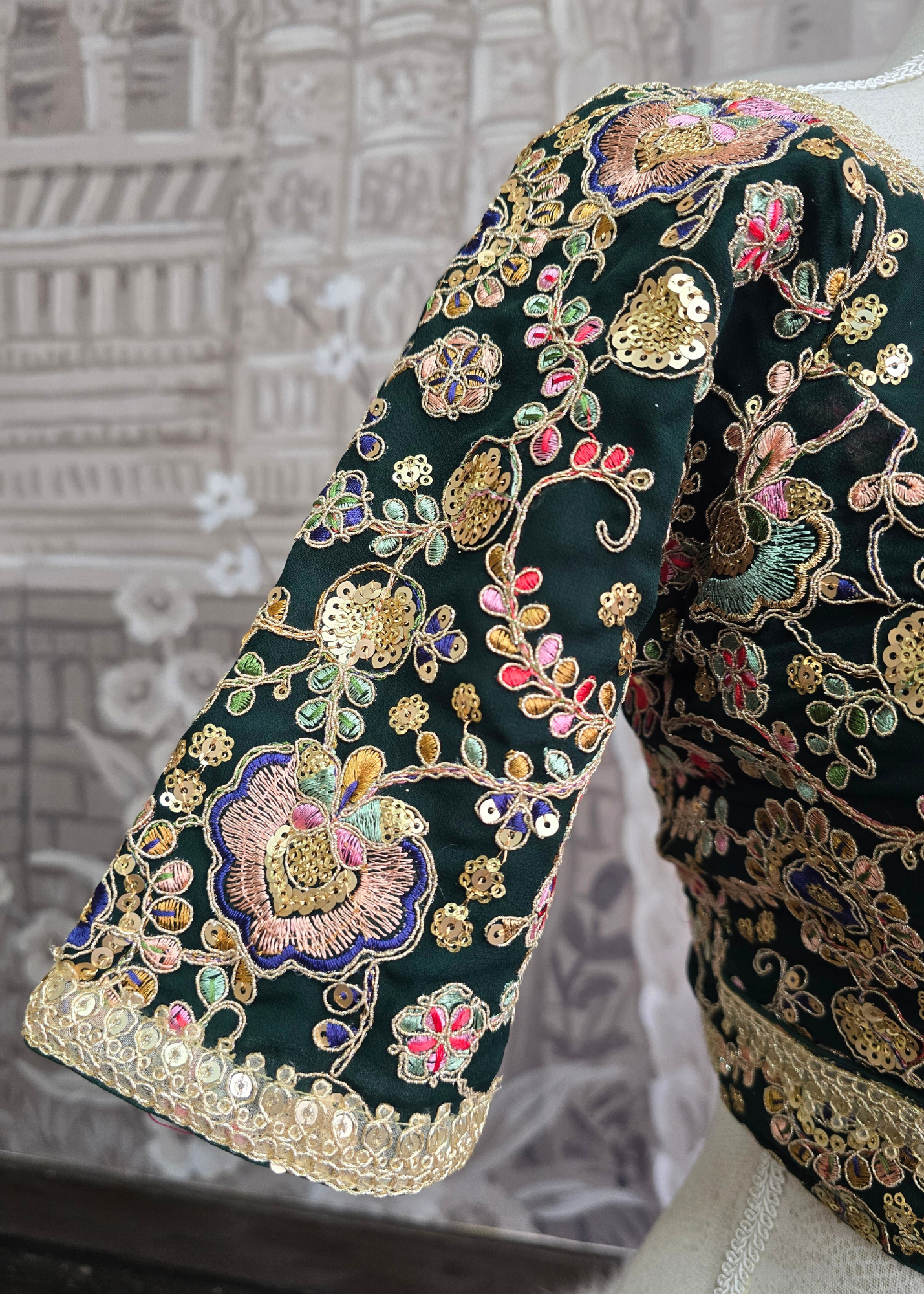 Genelia Dark Green Embroidered Blouse (10-12)