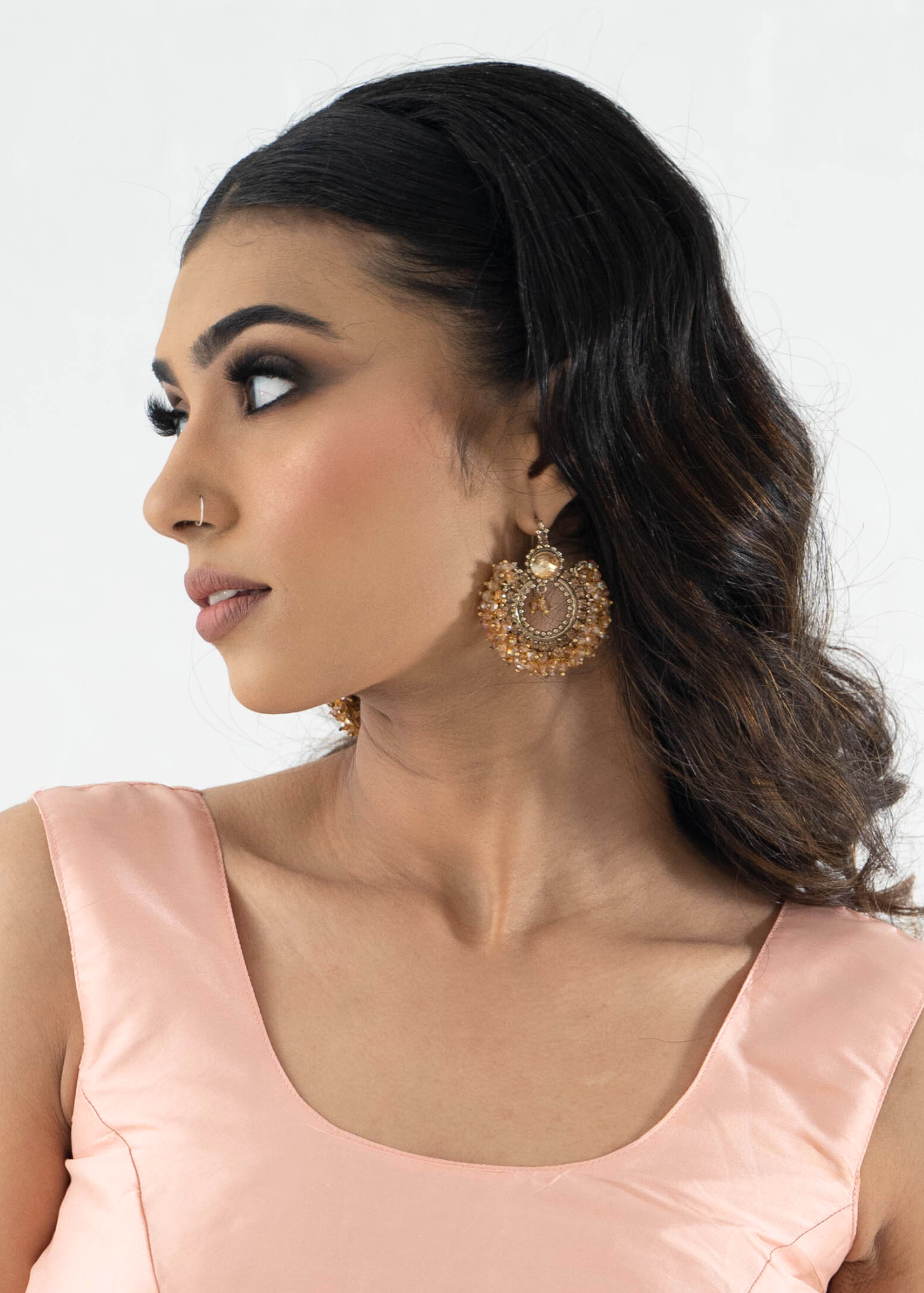 Meghna Royal Gold Stone Cluster Earrings