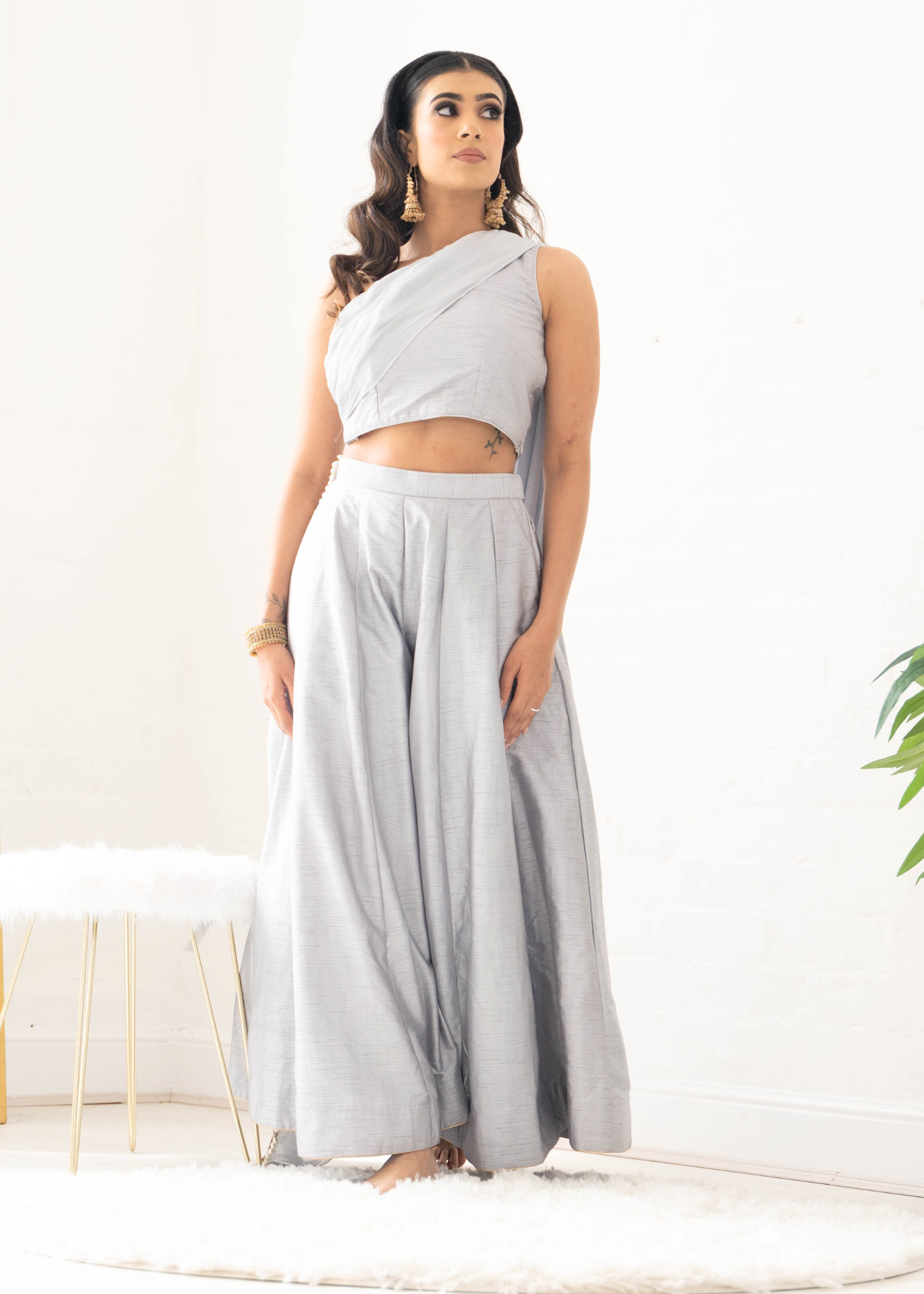 Arya Grey Flared Trousers (sizes 4-16)
