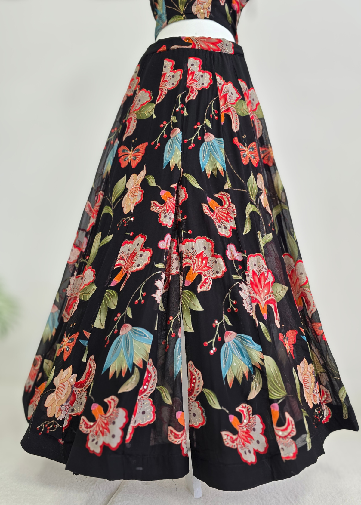 Lillianna Black Floral readymade trousers (size 4-18)