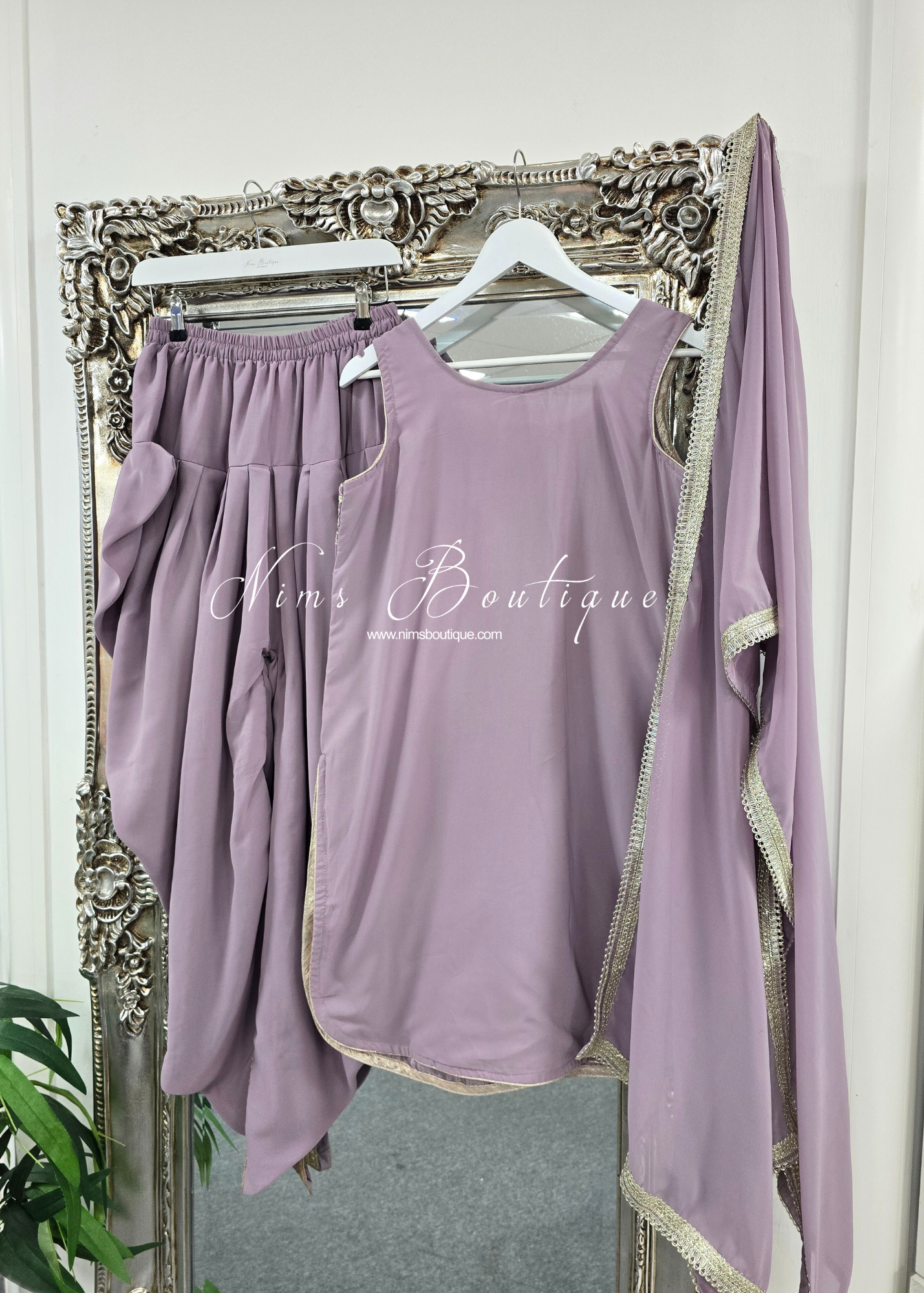 Lilac Embroidered Dhoti Salwar Suit (Size 10- 12)