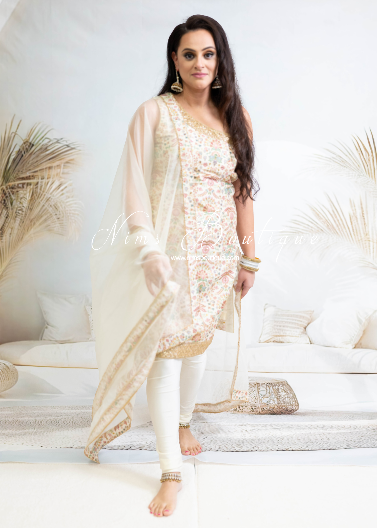 One Shoulder Mia Cream & Pastels Pajami Suit (sizes 4-16)