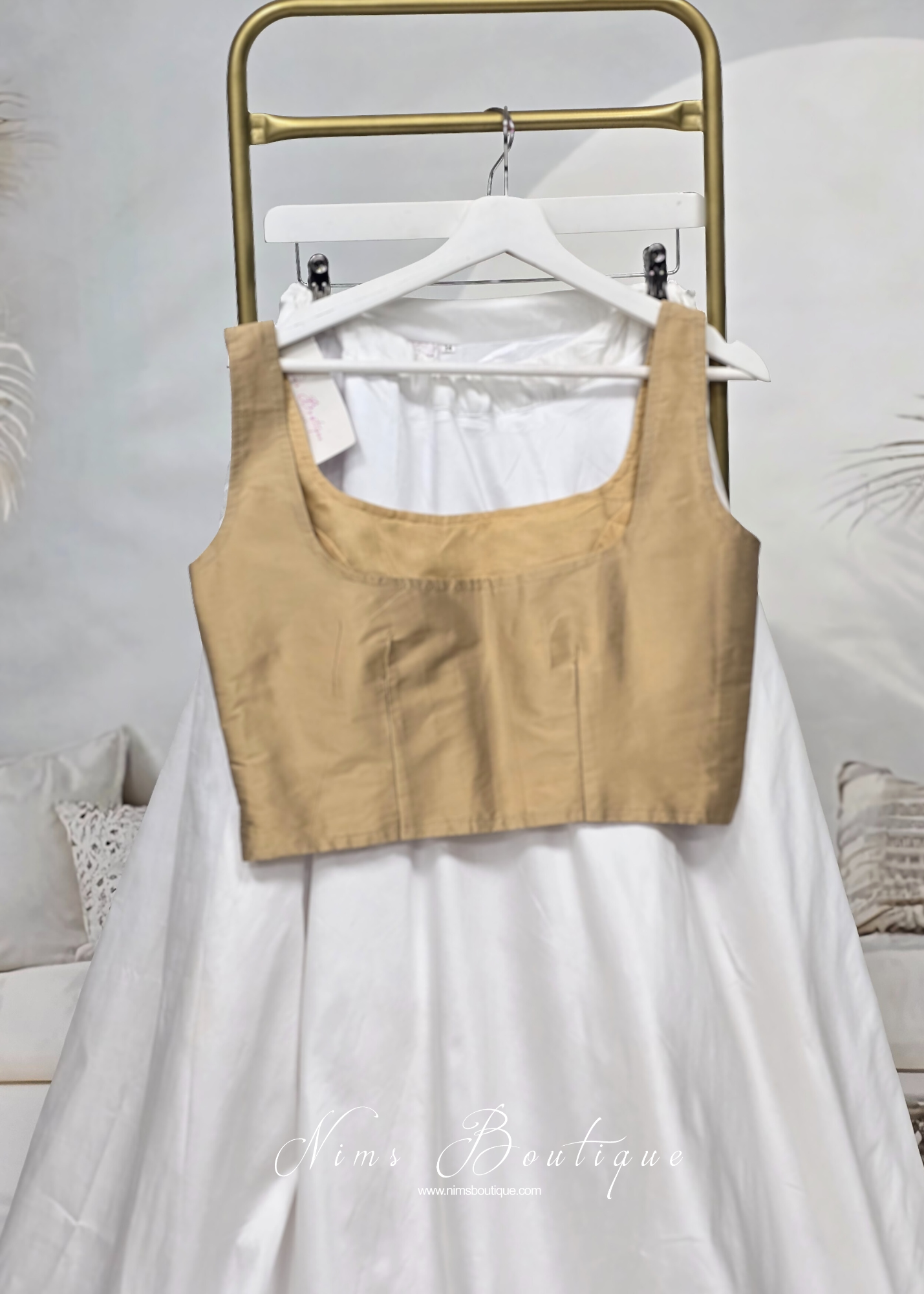 Sleeveless Gold Silk Blouse (8-28)