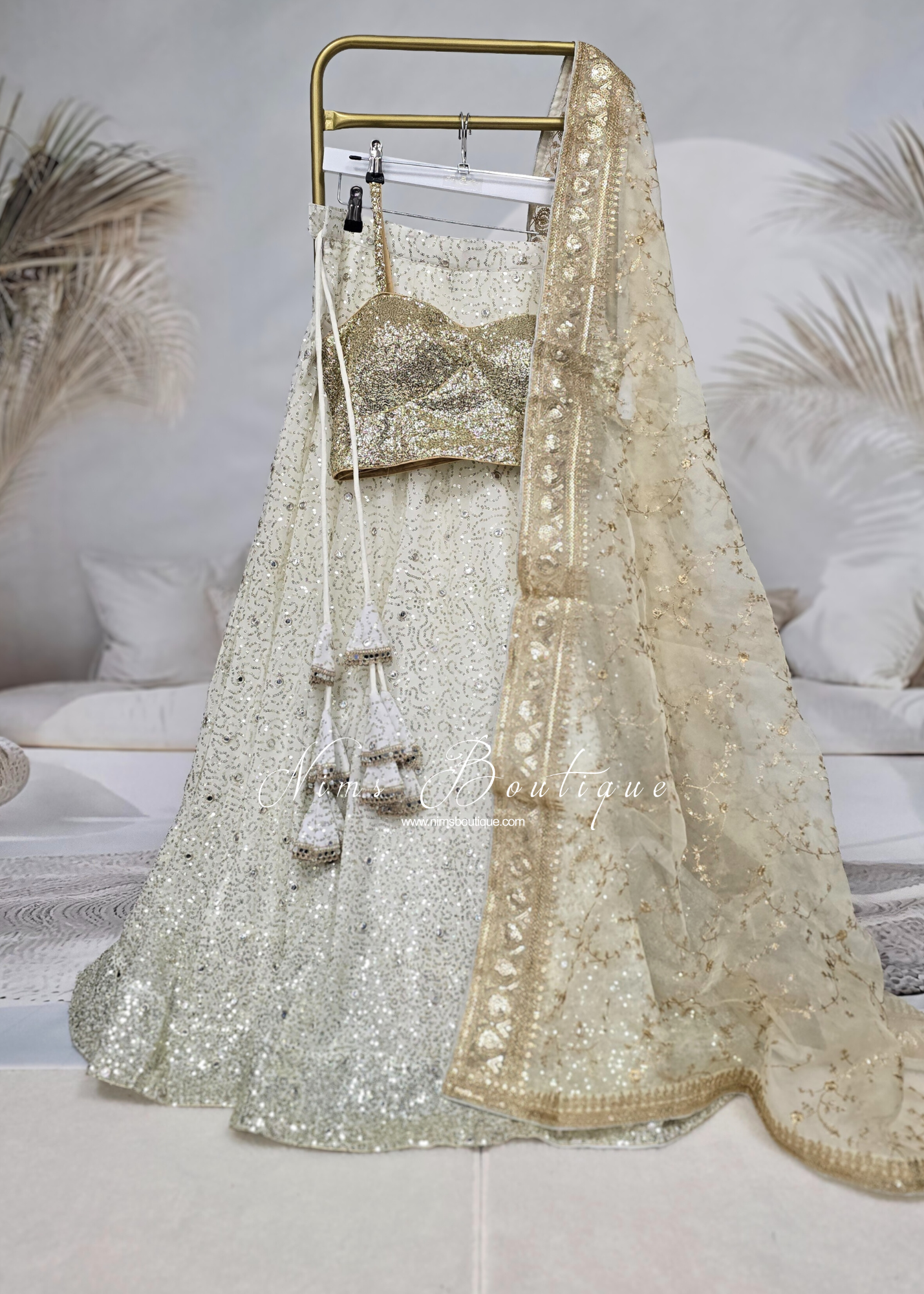 Arya Ivory & Gold Sequin Luxury Skirt (sizes 4-14)